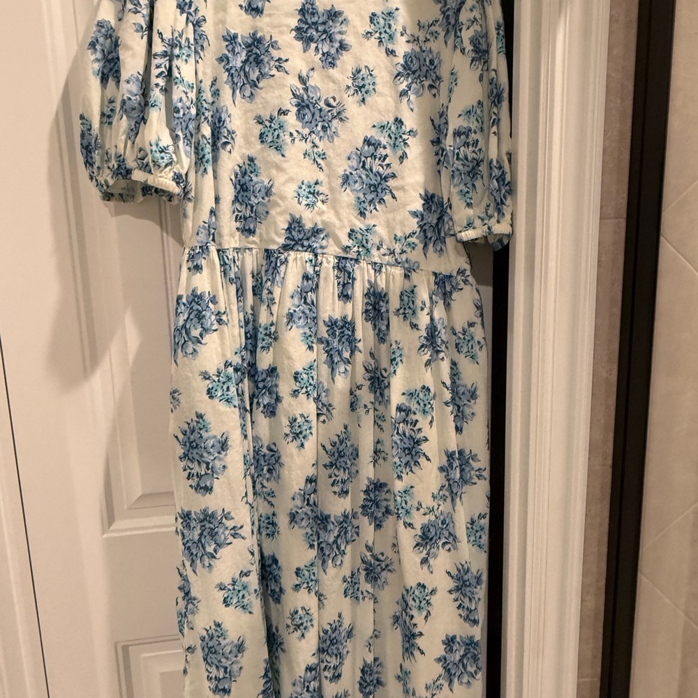 Floral Blue and White Dress